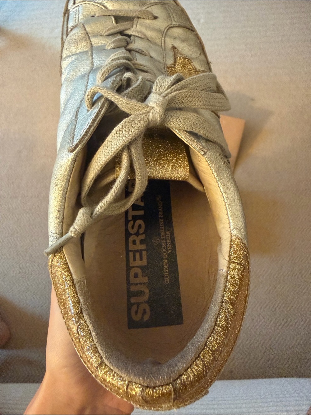 Golden Goose Gold and Silver Hi-Star Sneakers - Picture 6 of 11